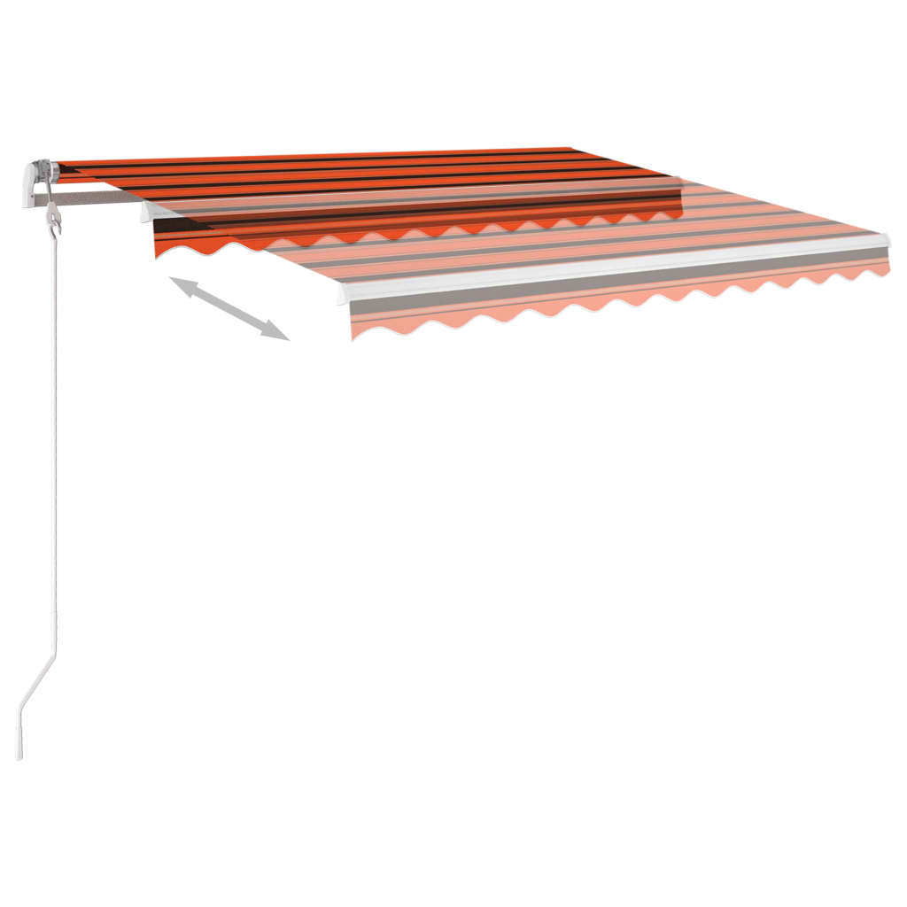 Einziehbare Markise mit LED/Windschutz. 350x250cm orange-braun