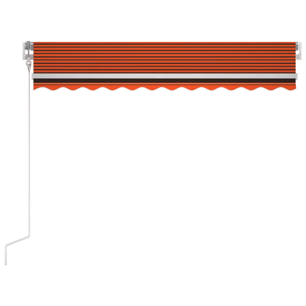 Einziehbare Markise mit LED/Windschutz. 350x250cm orange-braun