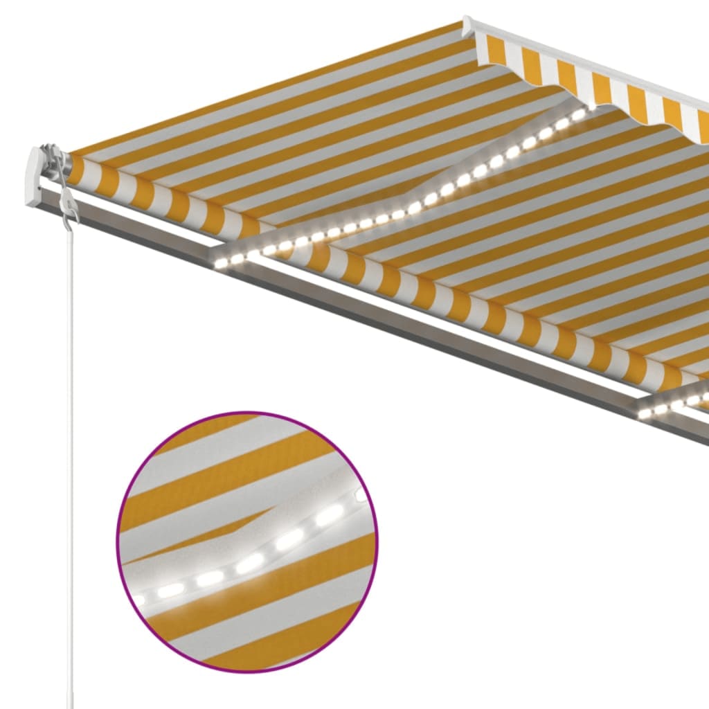 Einziehbare Markise LED/Windsensor 400x300cm gelb/weiß.