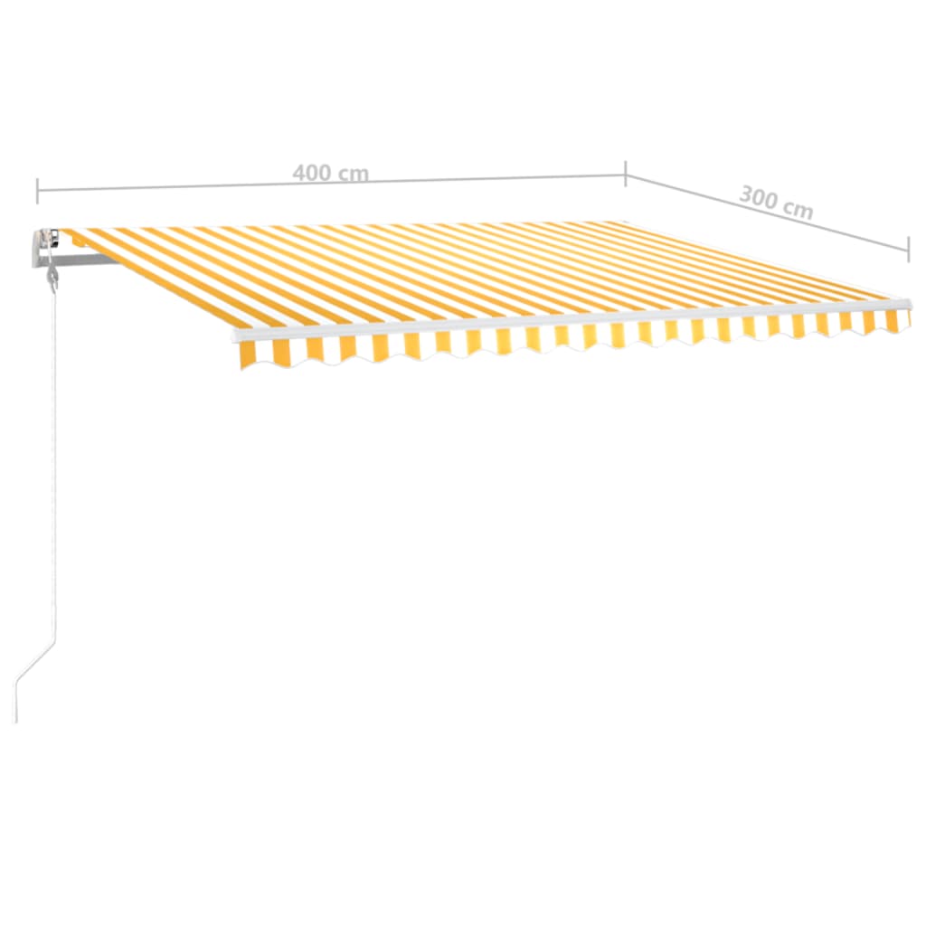 Einziehbare Markise LED/Windsensor 400x300cm gelb/weiß.