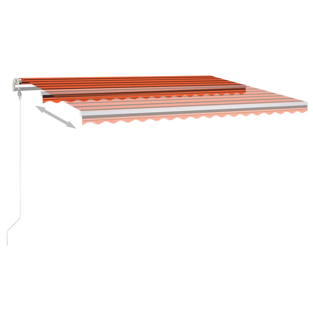 Einziehbare Markise mit LED/Windschutz. 400x300cm orange-braun