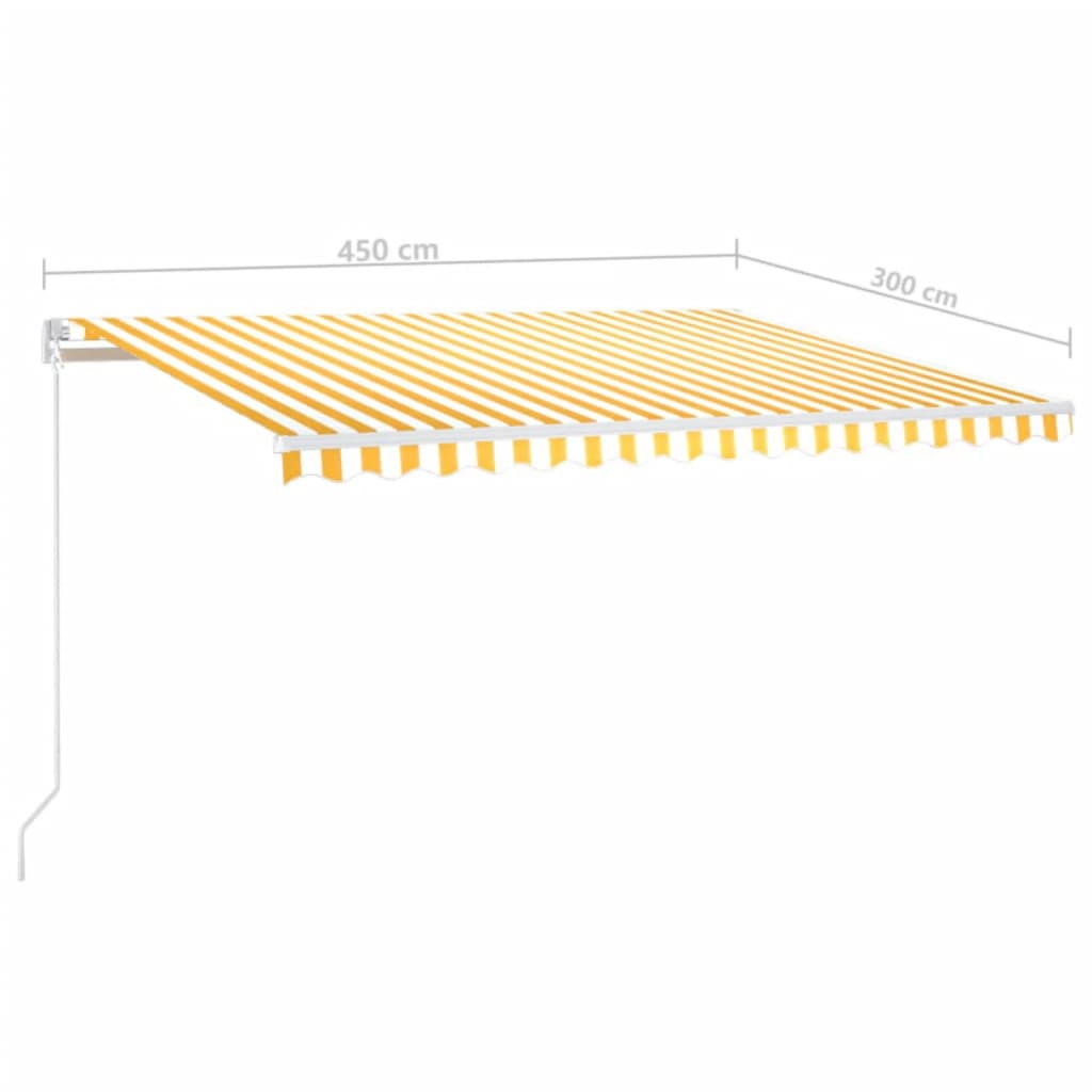 Retractable awning LED/wind sensor 450x300cm yellow-white.