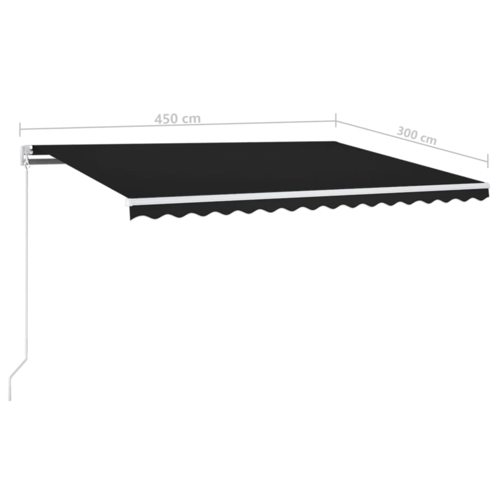 Retractable awning LED/wind sensor 450x300cm anthracite