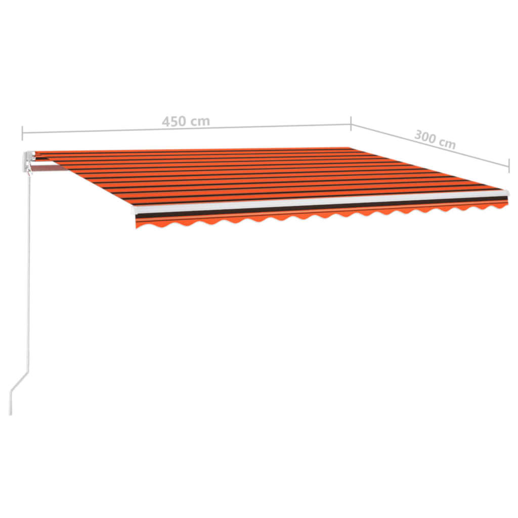 Retractable awning LED/wind sensor 450x300cm orange-brown