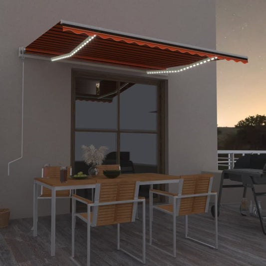 Retractable awning LED/wind sensor 450x300cm orange-brown