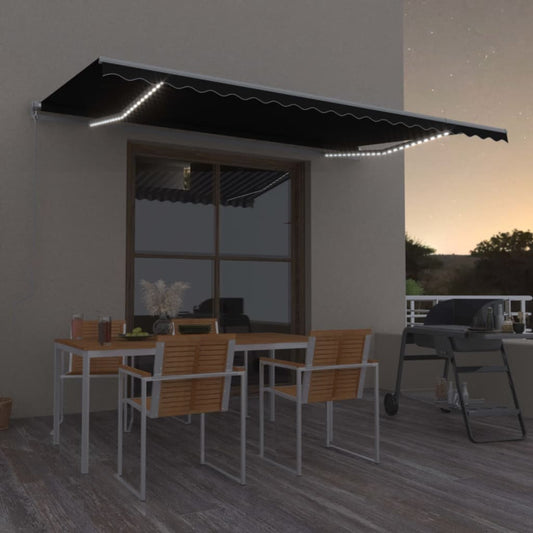 Retractable awning with LED 500x300 cm anthracite