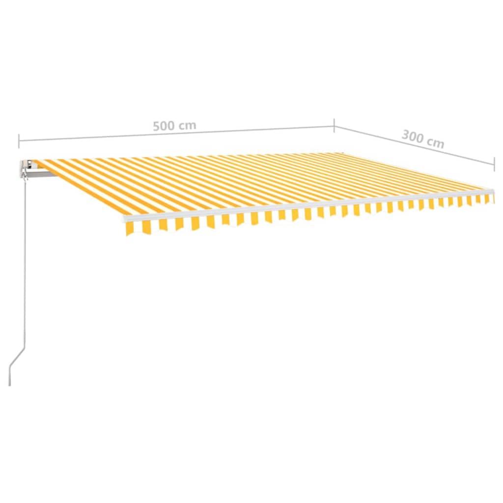 Sisäänkelattava markiisi LED/tuulisensori 500x300cm keltavalk.