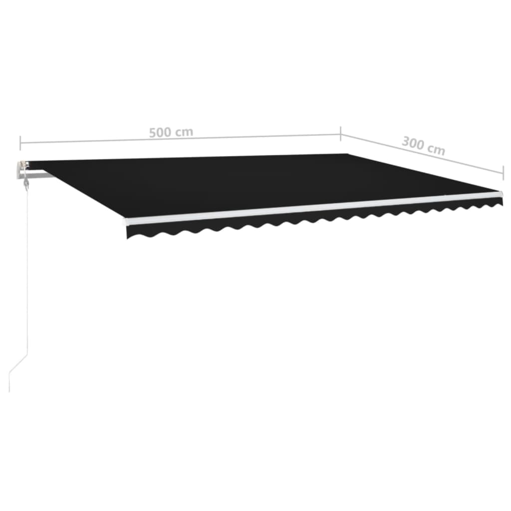 Sisäänkelattava markiisi LED/tuulisensori 500x300cm antrasiitti