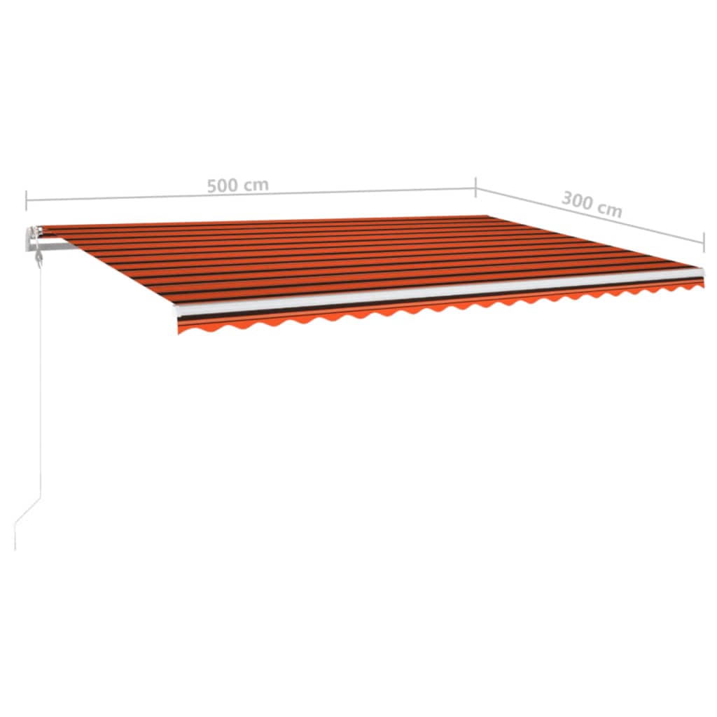 Retractable awning LED/wind sensor 500x300cm orange-brown