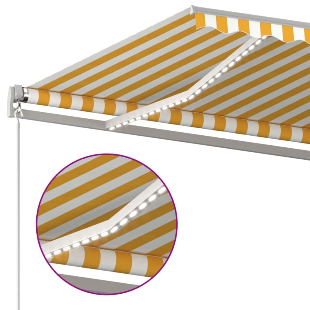 Retractable awning with LED 600x300 cm yellow-white