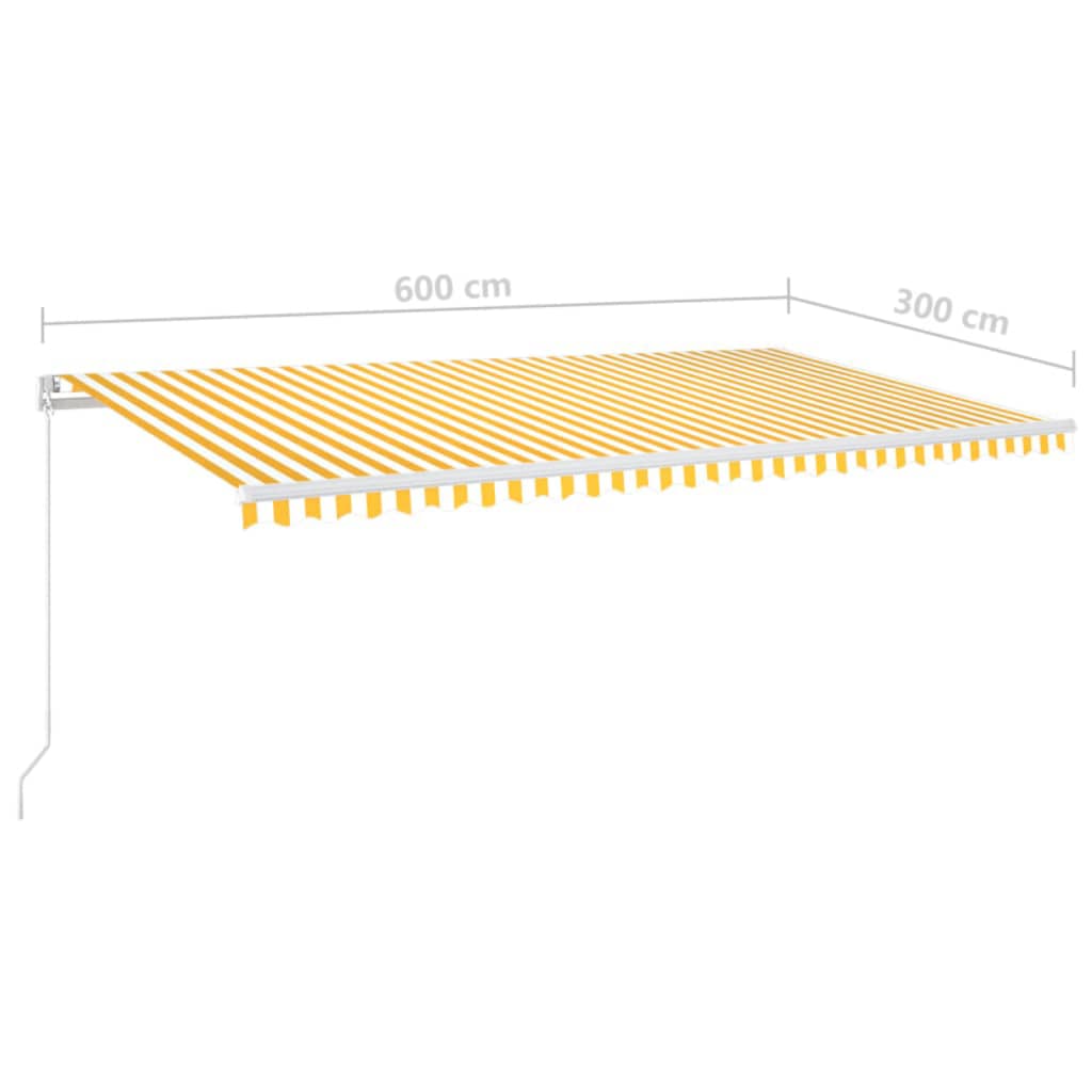 Retractable awning with LED 600x300 cm yellow-white