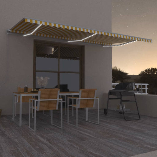 Retractable awning with LED 600x300 cm yellow-white