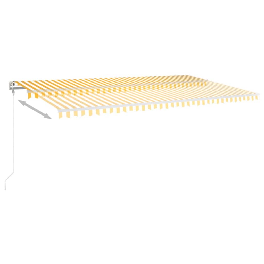 Einziehbare Markise LED/Windsensor 600x300 cm gelb und weiß.