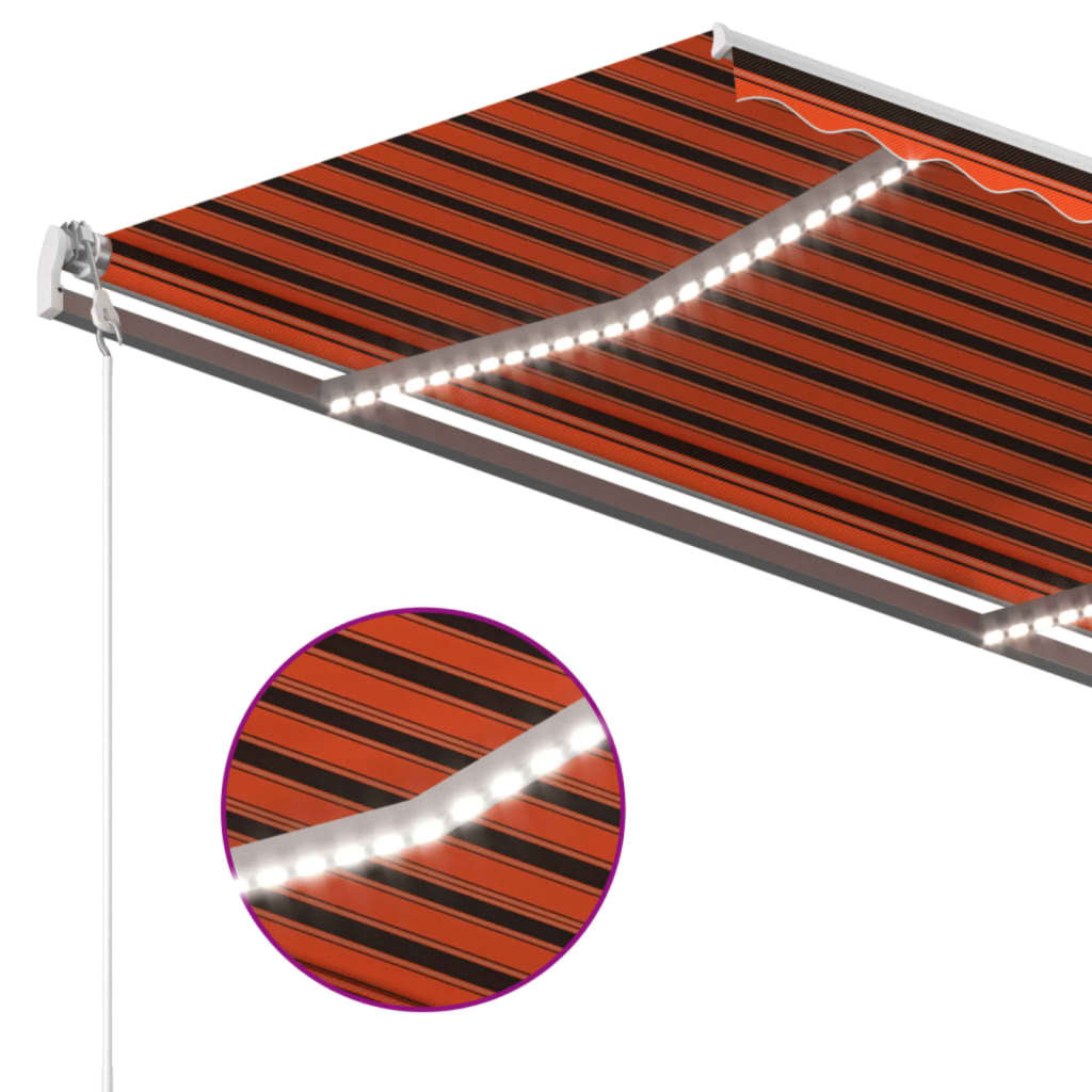 Retractable awning LED/wind sensor 400x350cm orange/brown.