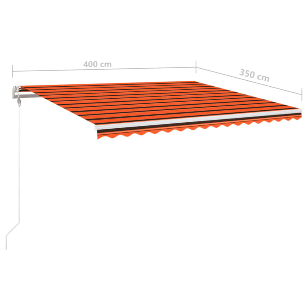 Retractable awning LED/wind sensor 400x350cm orange/brown.