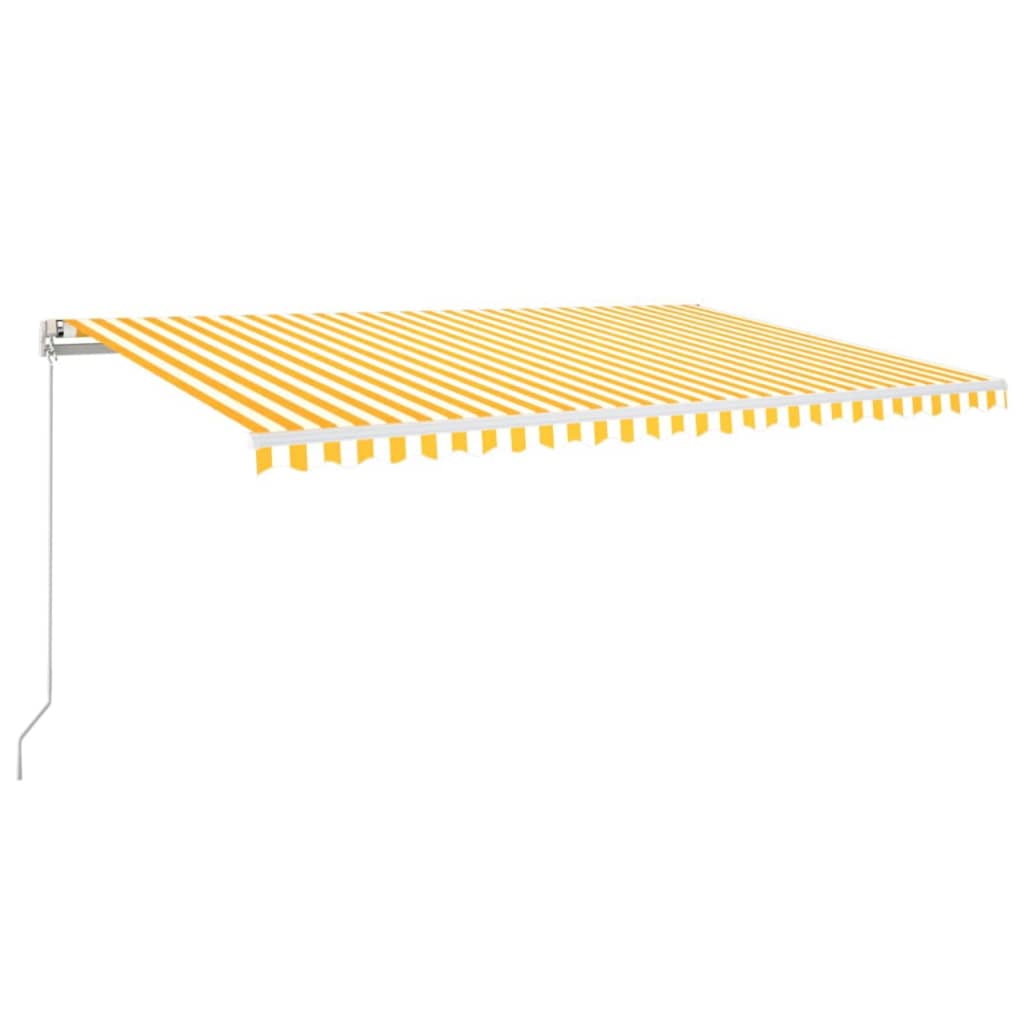 Einziehbare Markise LED/Windsensor 500x350 cm gelb und weiß.