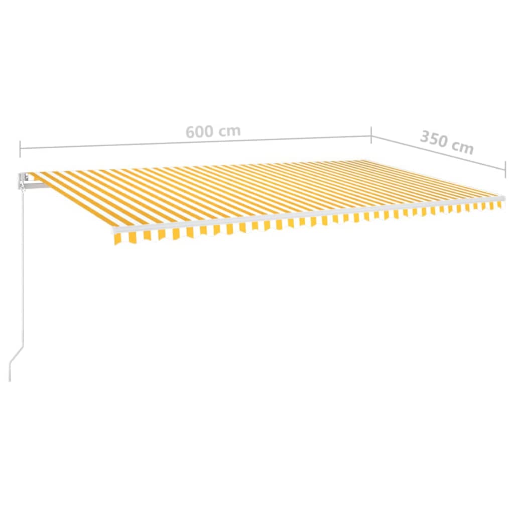 Retractable awning with LED 600x350 cm yellow-white