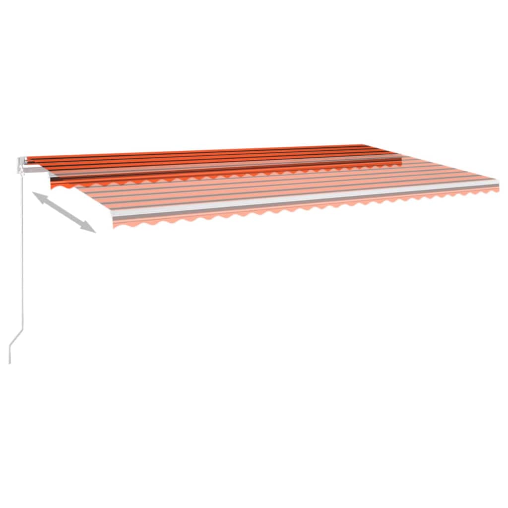 Einziehbare Markise LED-Licht 600x350 cm orange/braun.