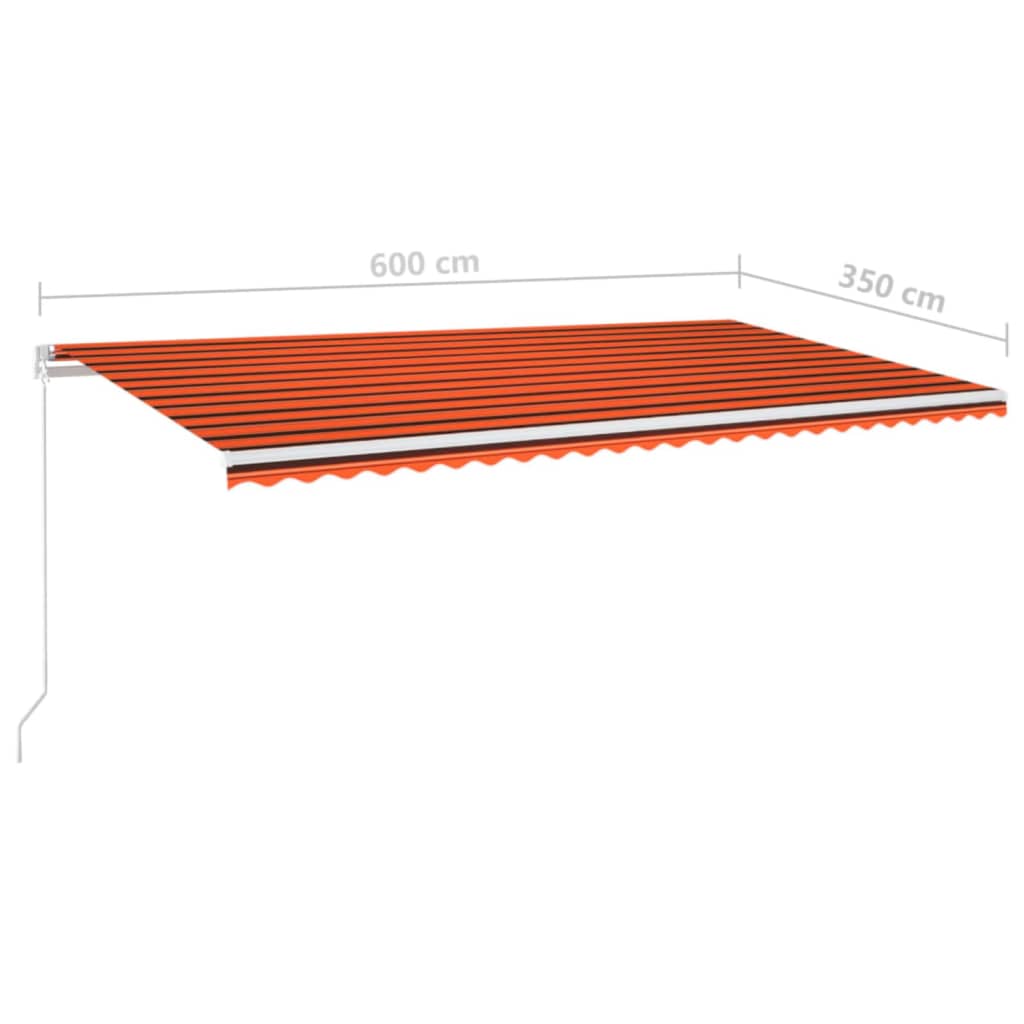 Einziehbare Markise LED-Licht 600x350 cm orange/braun.