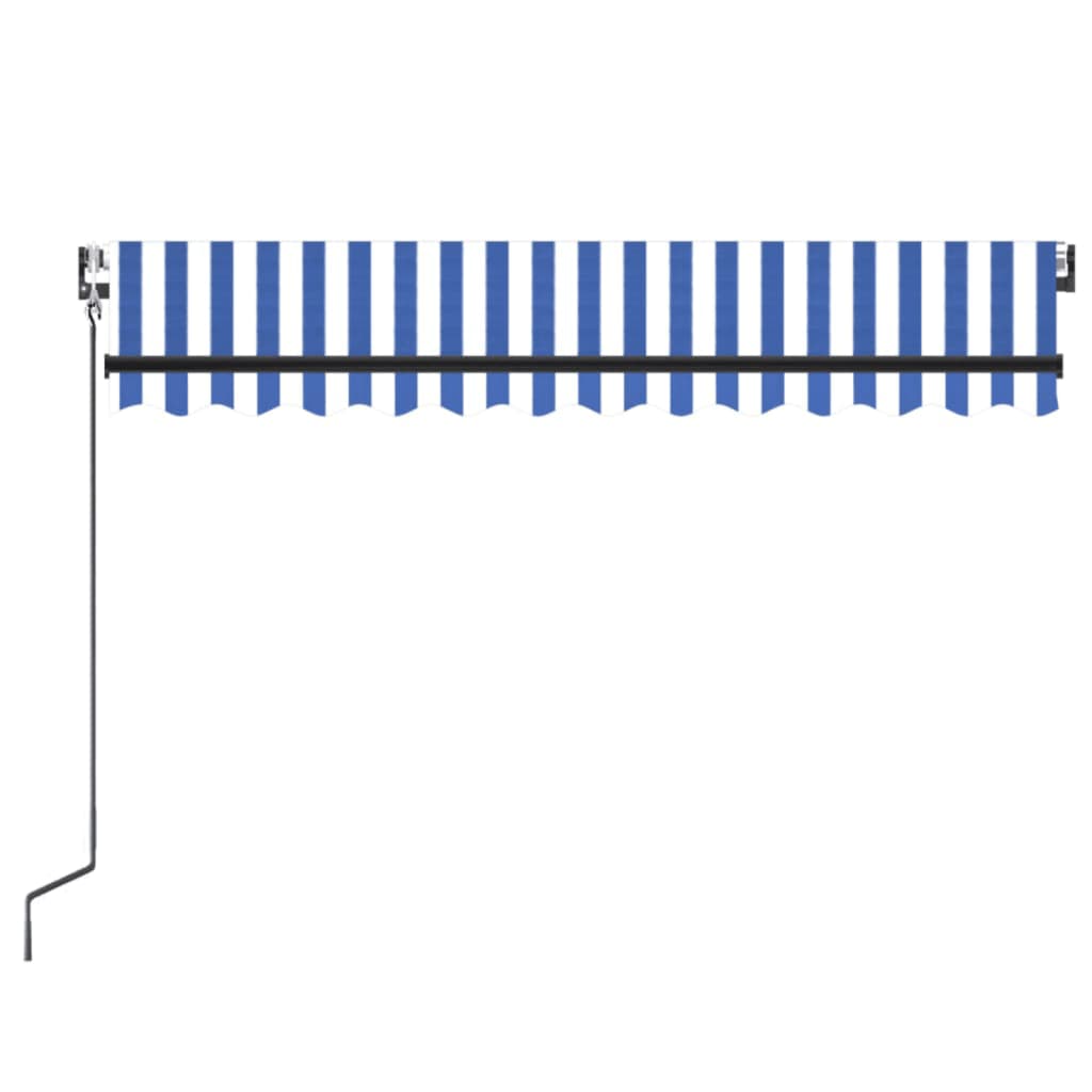 Einziehbare Markise LED/Windsensor 300x250 cm blau und weiß.