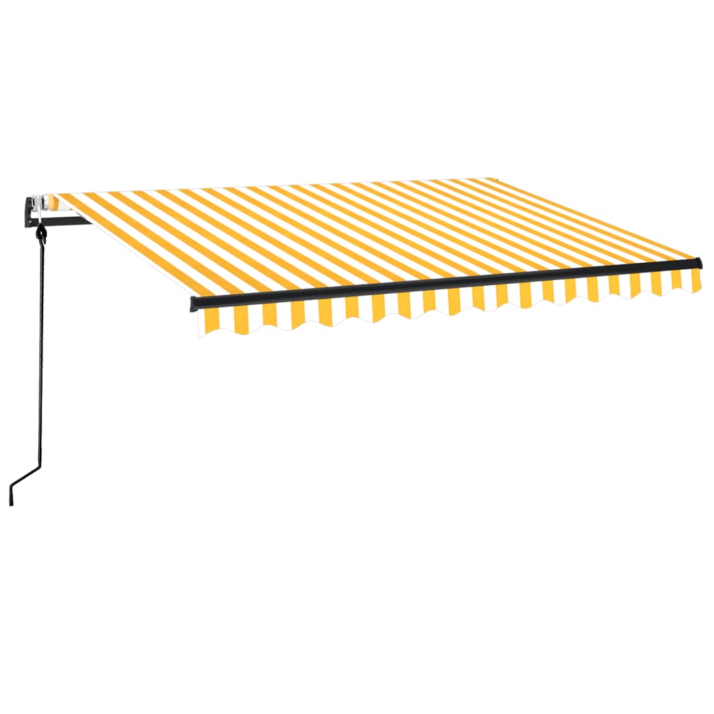 Automatisch einziehbare Markise 350x250cm gelb und weiß.