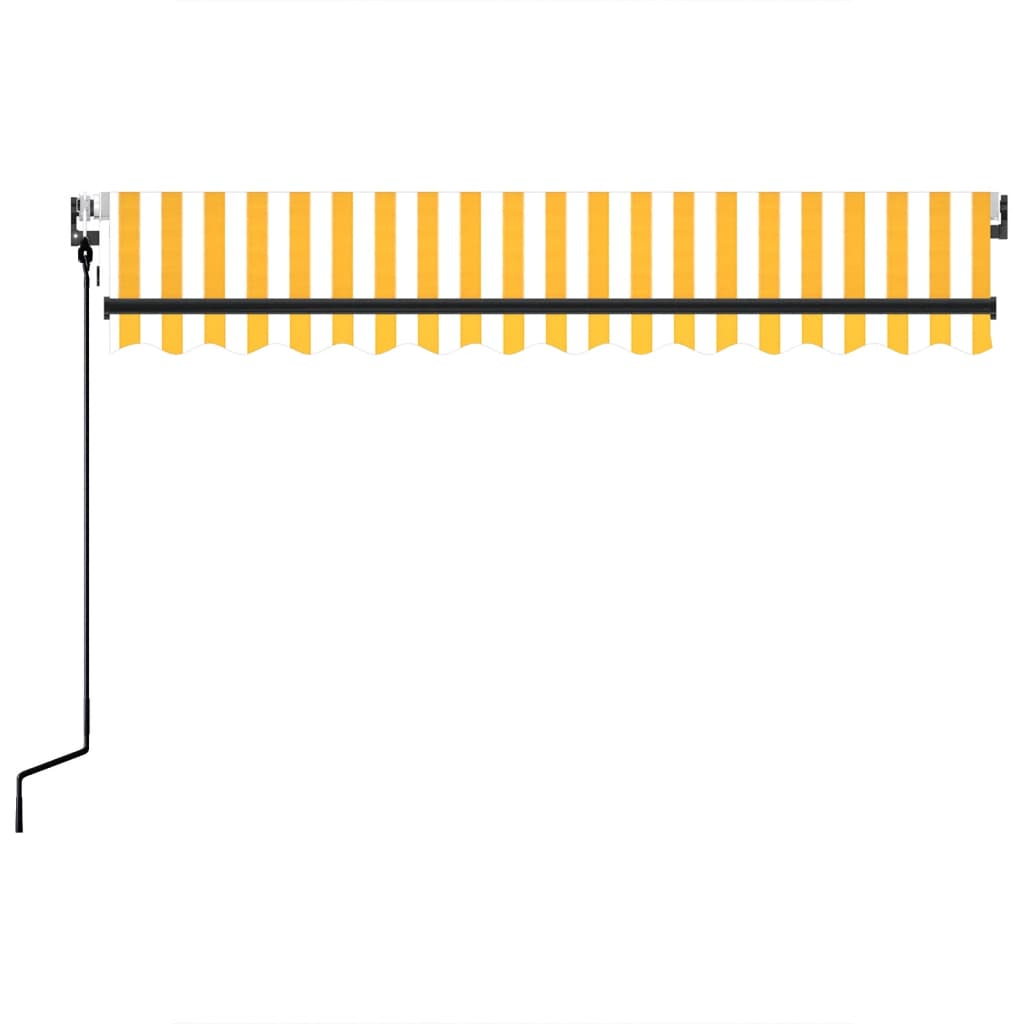 Automatisch einziehbare Markise 350x250cm gelb und weiß.