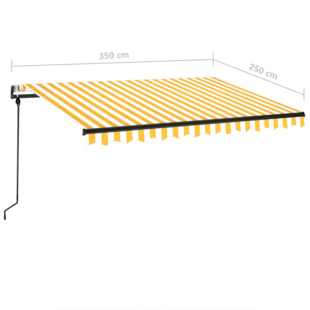 Automatisch einziehbare Markise 350x250cm gelb und weiß.