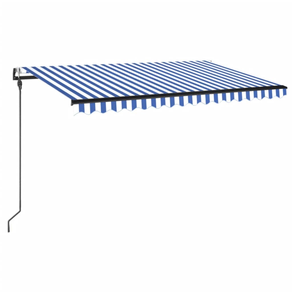 Retractable awning LED/wind sensor 400x300 cm blue and white.