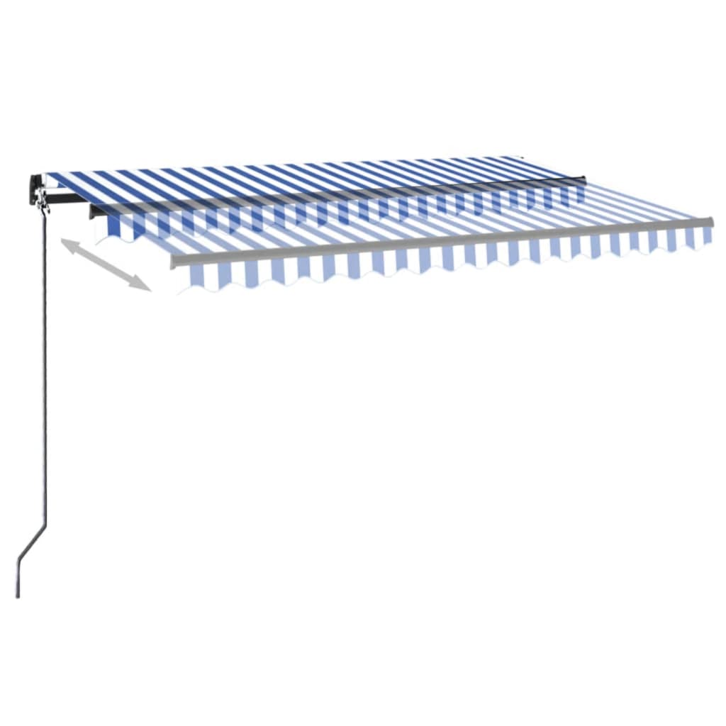 Retractable awning LED/wind sensor 400x300 cm blue and white.