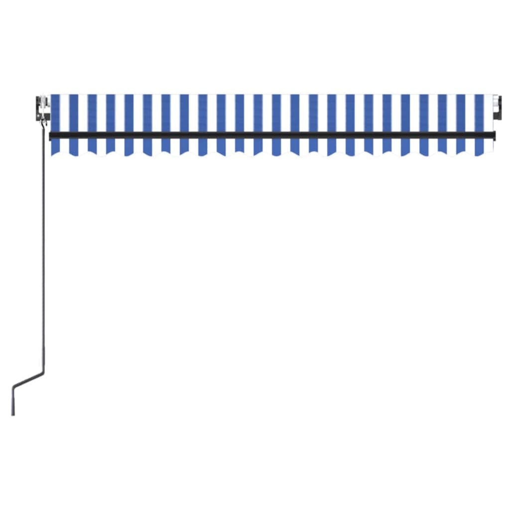 Retractable awning LED/wind sensor 400x300 cm blue and white.