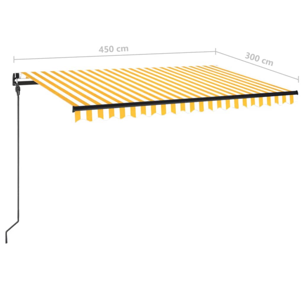 Manuaalisesti sisäänkelattava markiisi 450x300cm keltavalkoinen