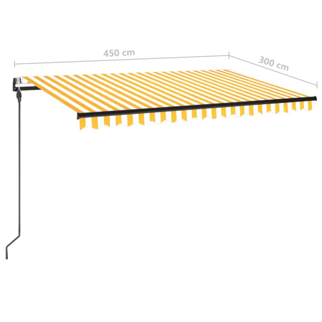 Retractable awning LED/wind sensor 450x300 cm yellow-white.