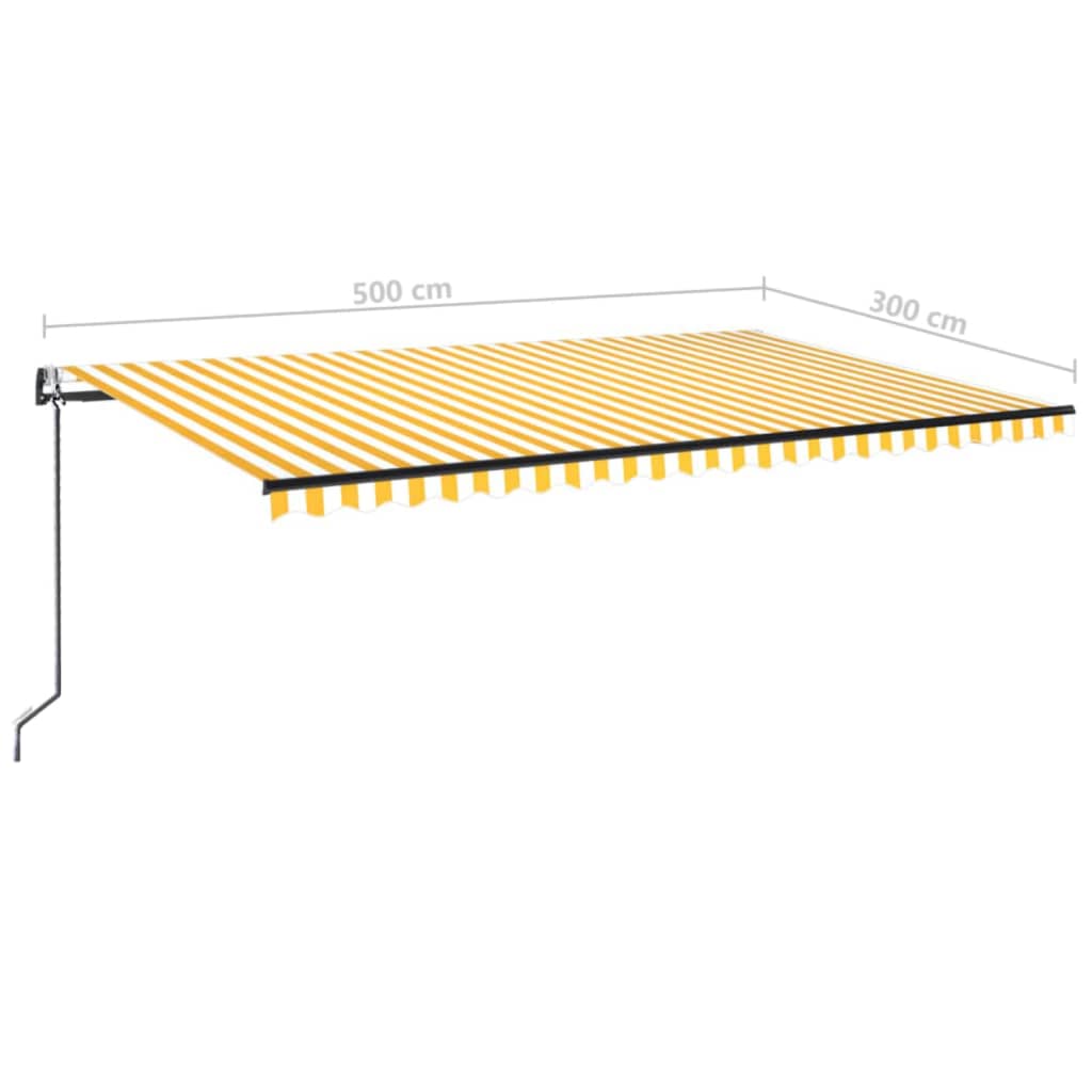 Automaattisesti sisäänkelattava markiisi 500x300 cm keltavalk.