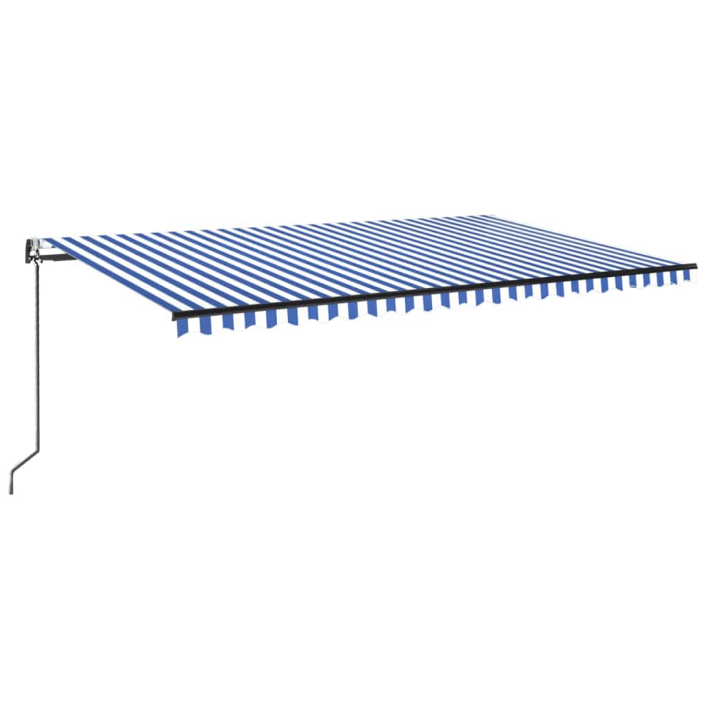 Retractable awning LED/wind sensor 500x300 cm blue and white.