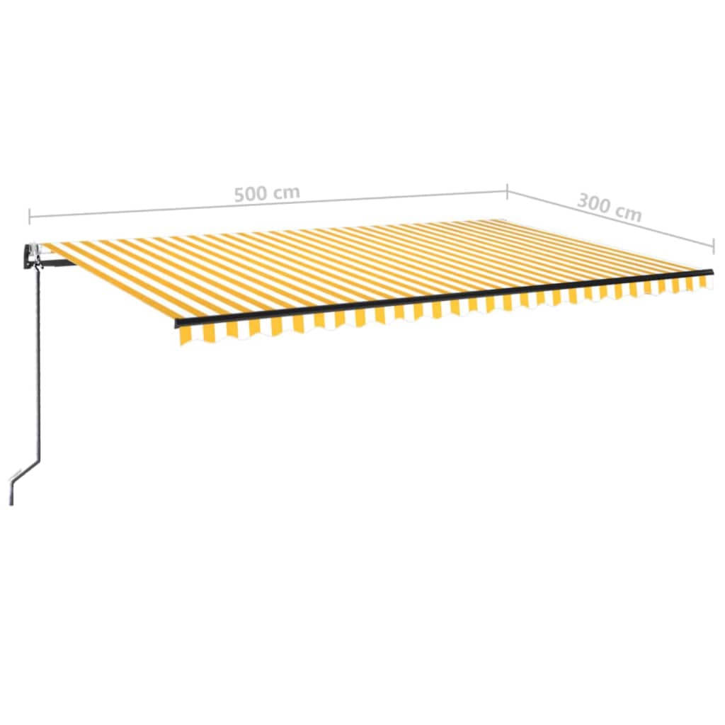 Retractable awning LED/wind sensor 500x300 cm yellow-white.