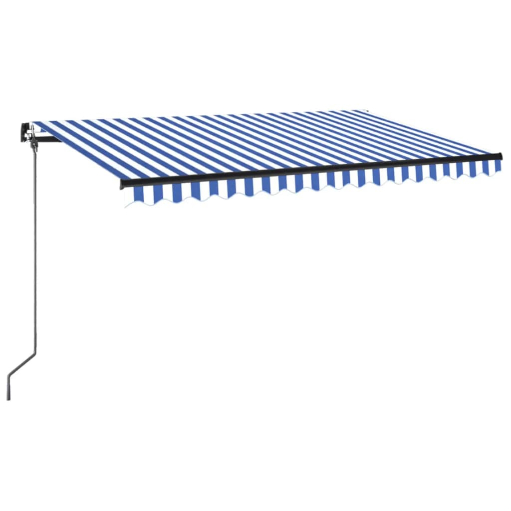 Manuaalisesti sisäänkelattava markiisi 400x350 cm sinivalkoinen