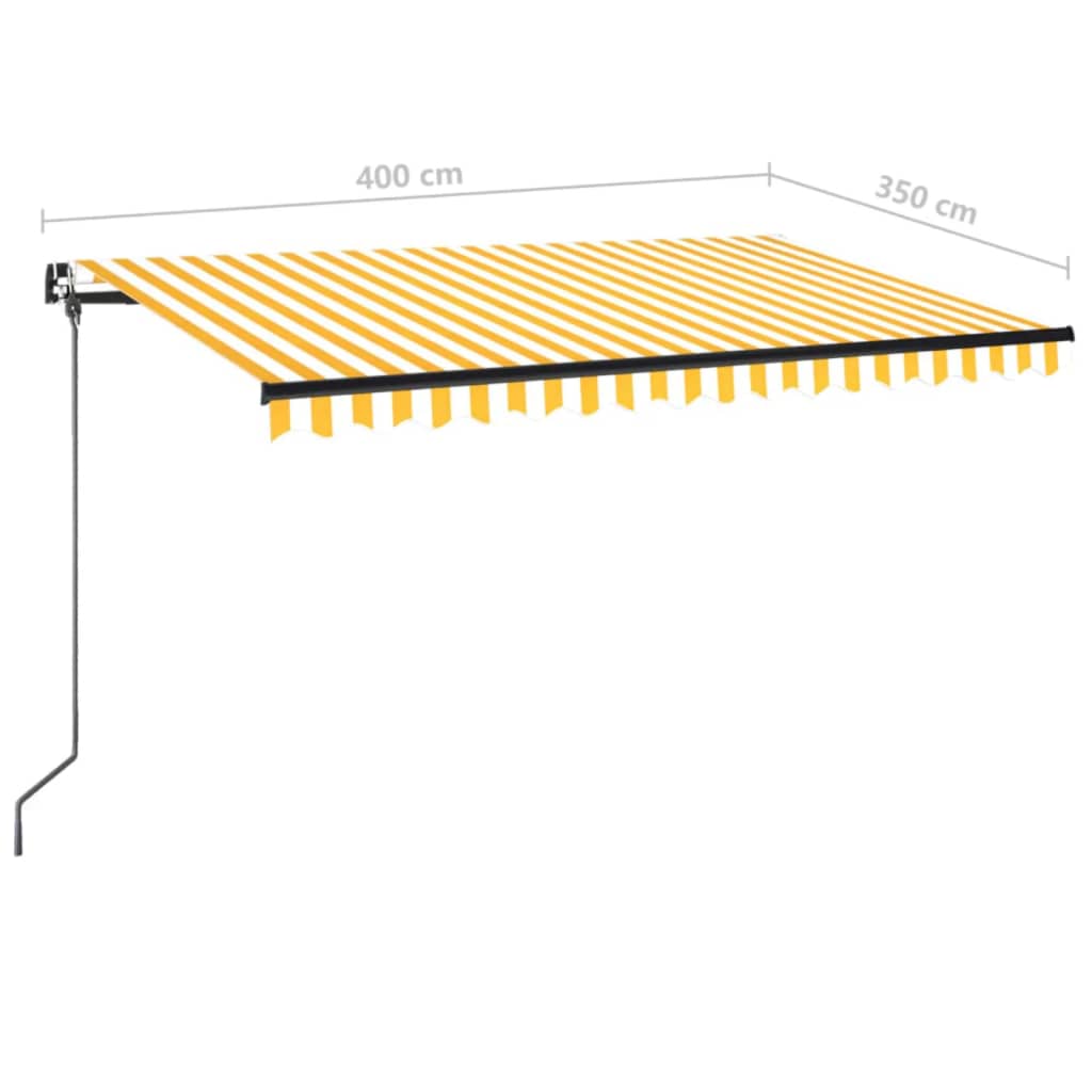 Manuaalisesti sisäänkelattava markiisi 400x350cm keltavalkoinen