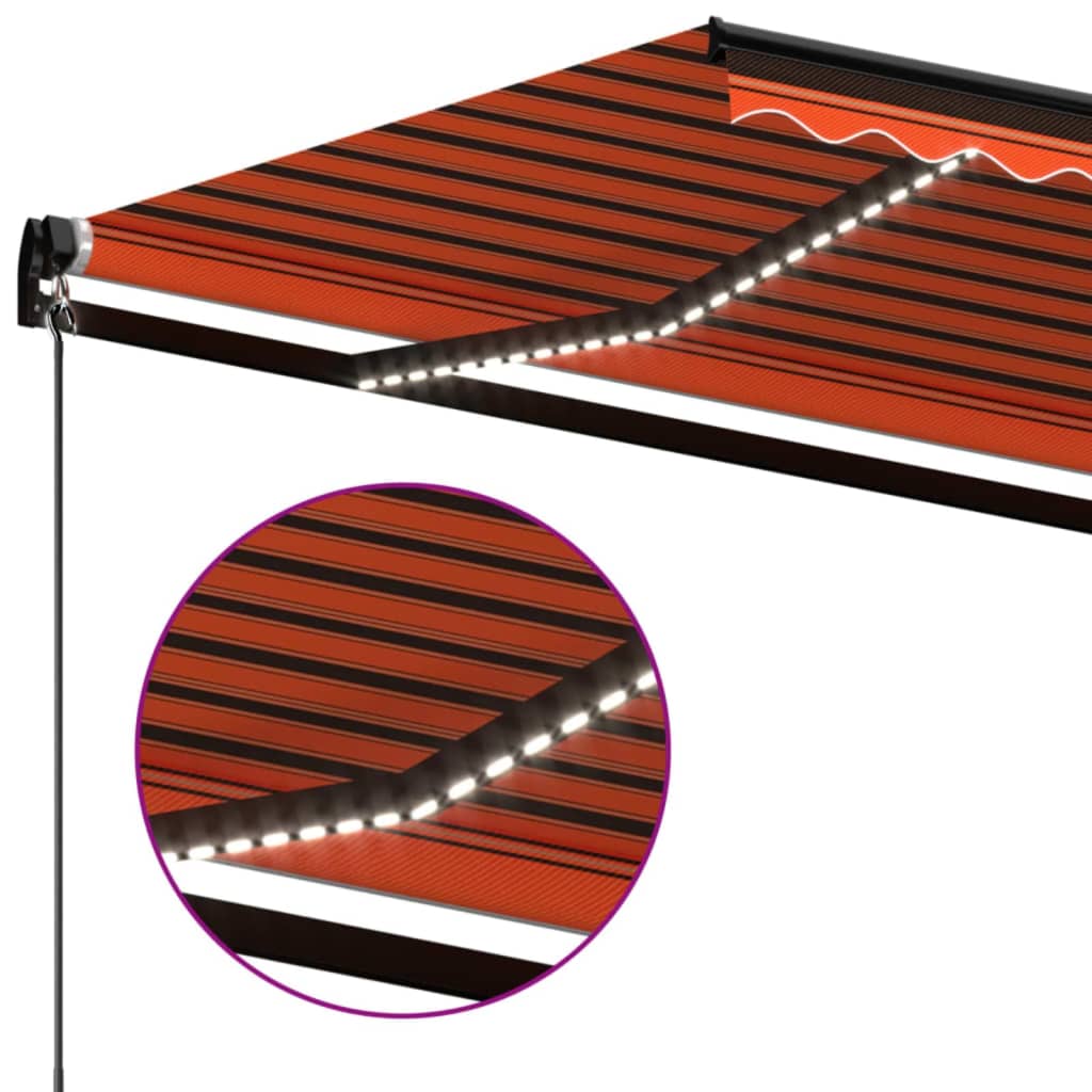 Retractable awning with LED light 400x350 cm orange/brown