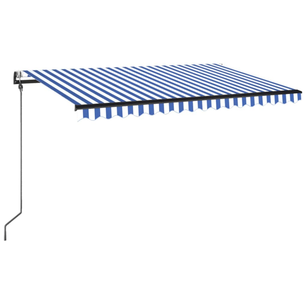 Automaattisesti sisäänkelattava markiisi 400x350 cm sinivalk.