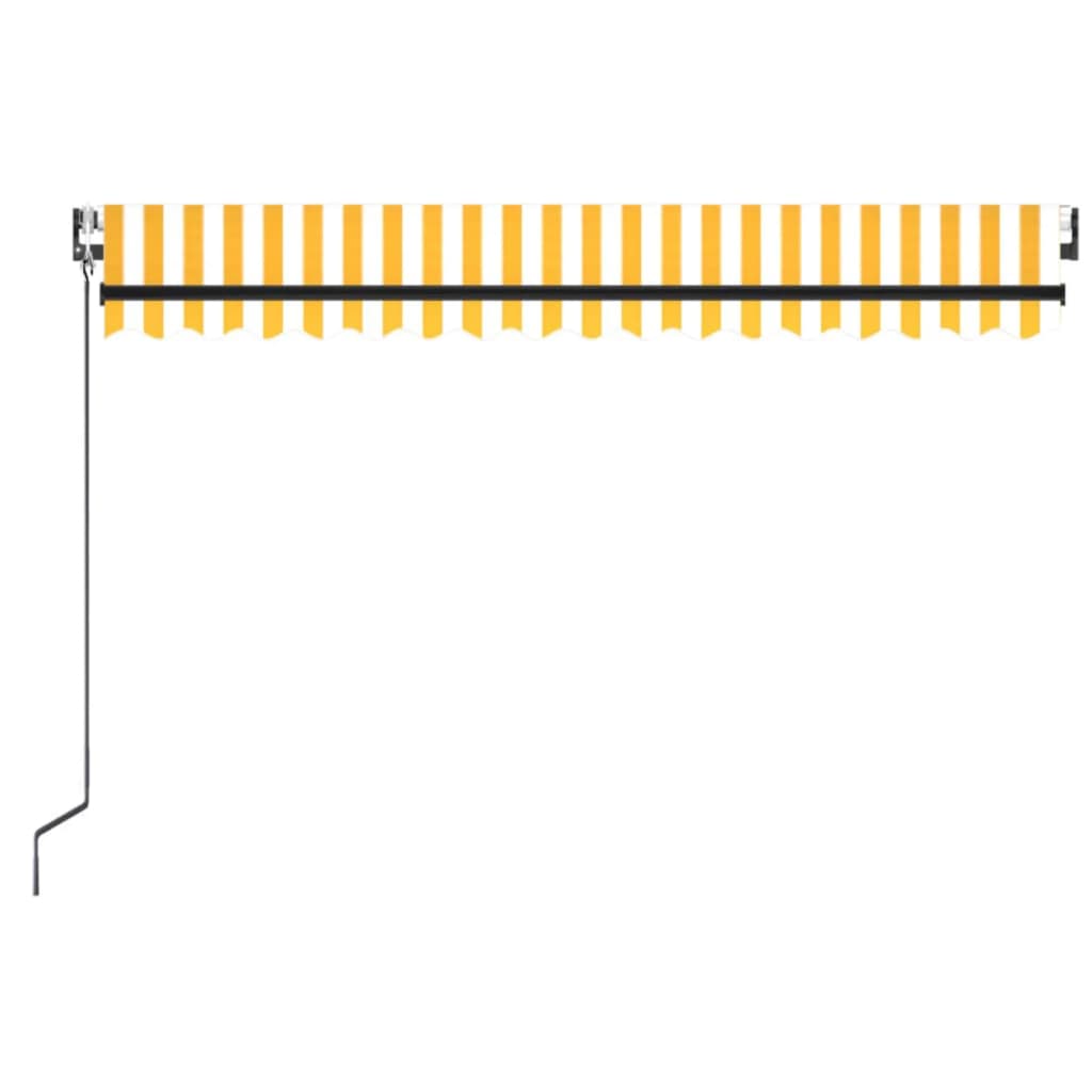 Automatisch einziehbare Markise 400x350 cm gelb und weiß.