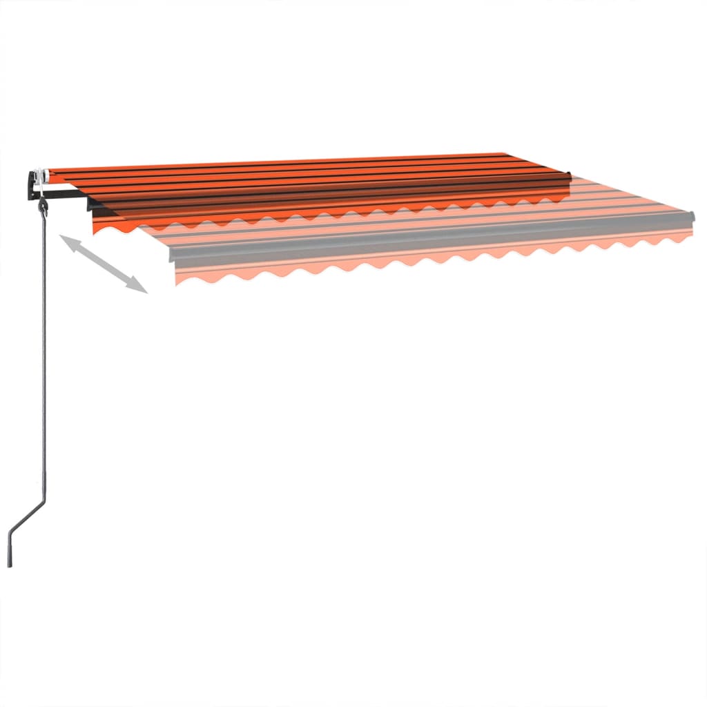 Retractable awning LED/wind sensor 400x350cm orange/brown.