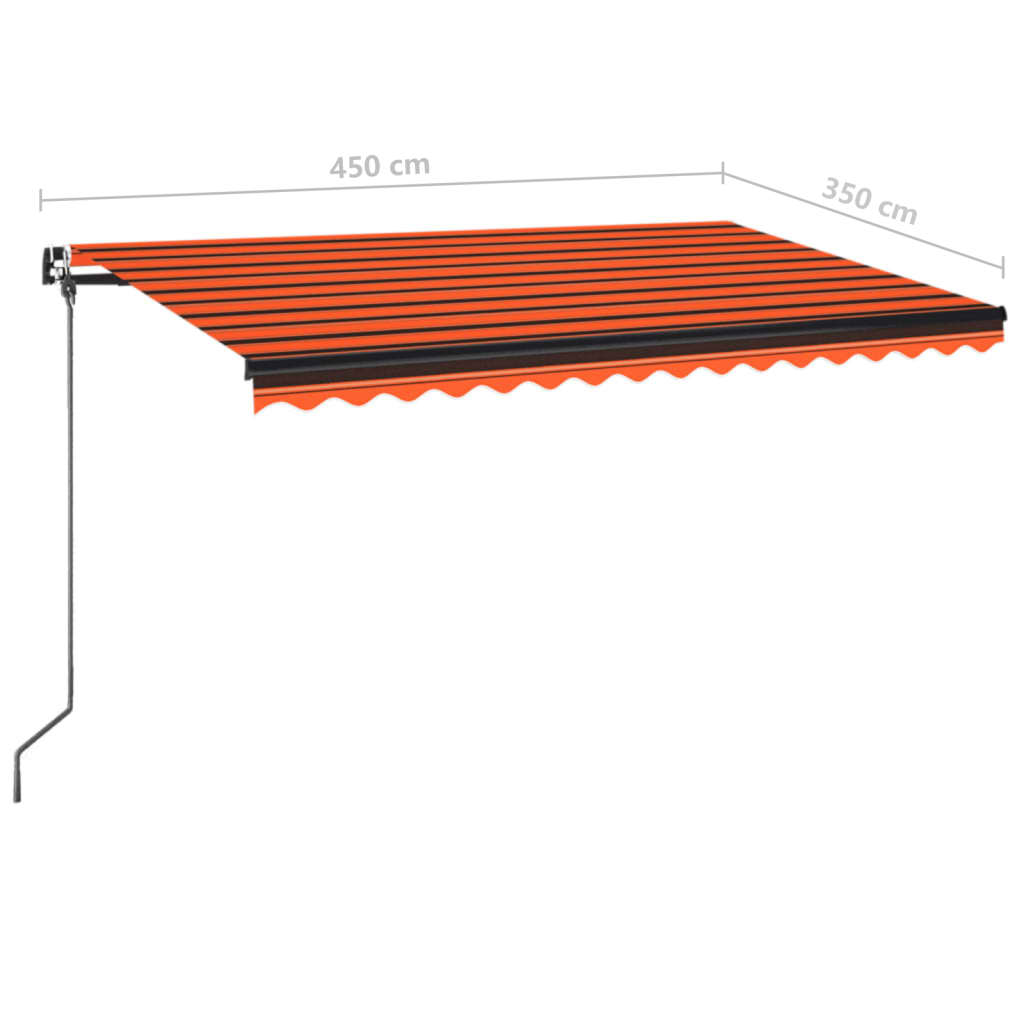 Manuaalisesti sisäänkelattava markiisi 450x350 cm oranssi/rusk.