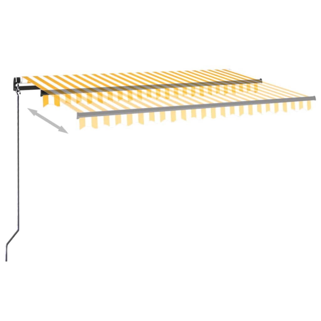 Retractable awning with LED 450x350 cm yellow-white