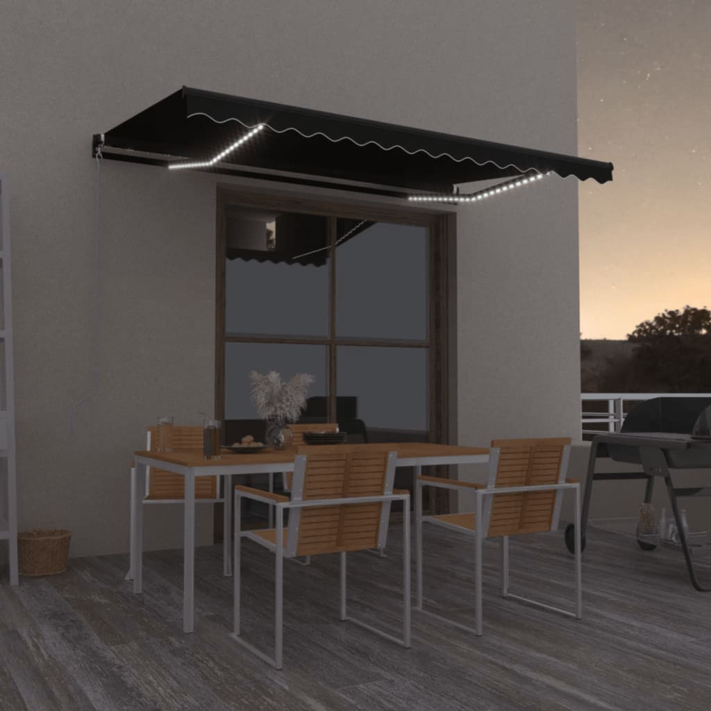 Retractable awning with LED 450x350 cm anthracite