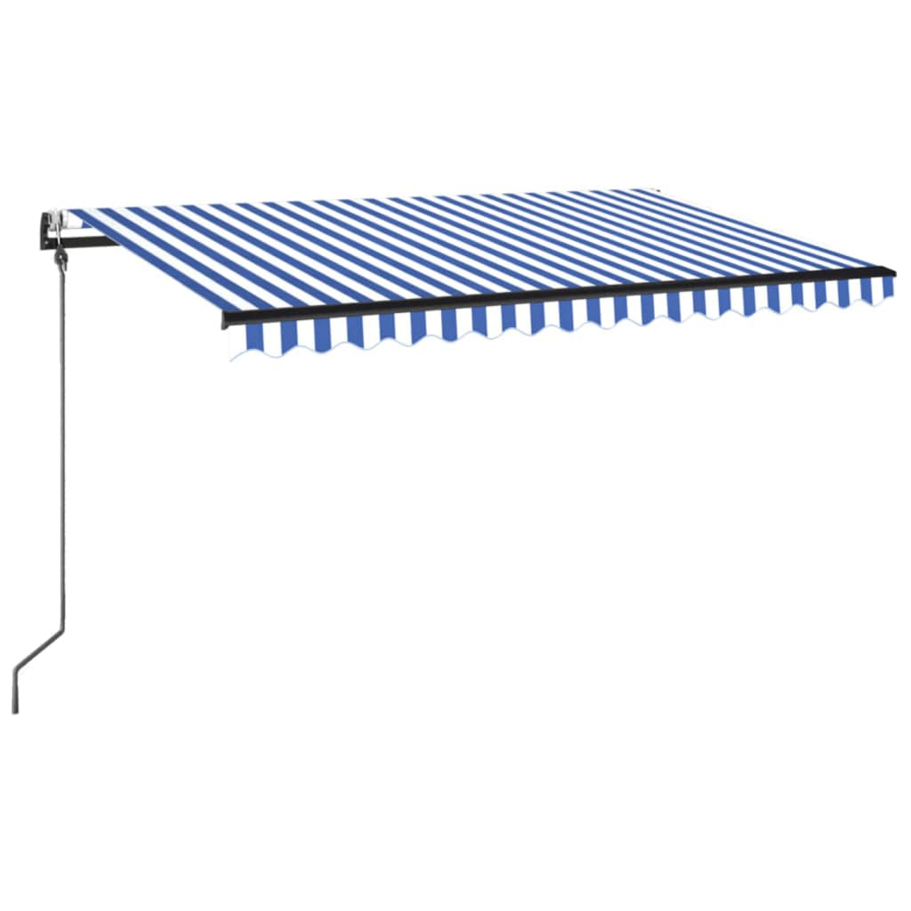 Automaattisesti sisäänkelattava markiisi 450x350cm sinivalk.