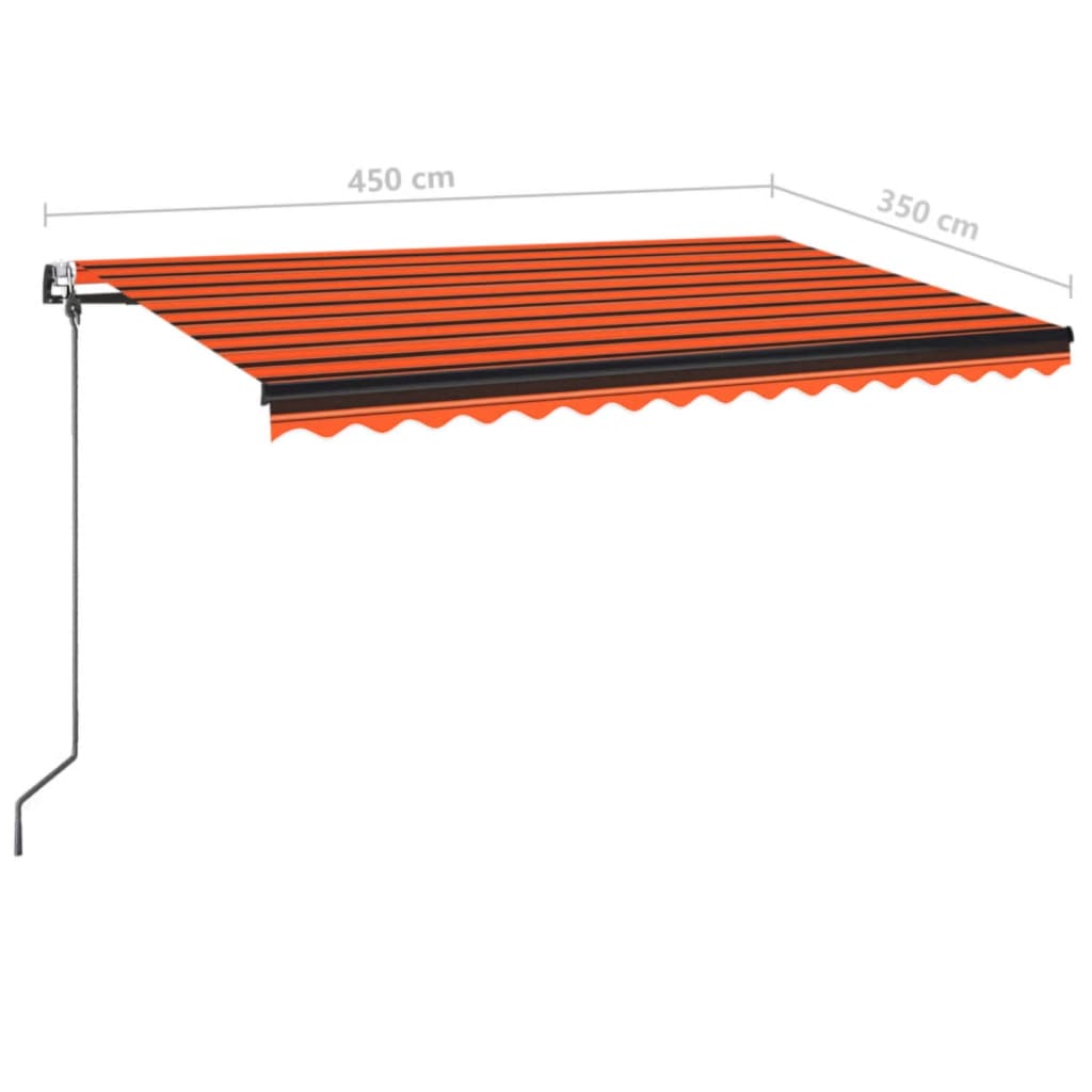 Automaattisesti sisäänkelattava markiisi 450x350cm oranssirusk.