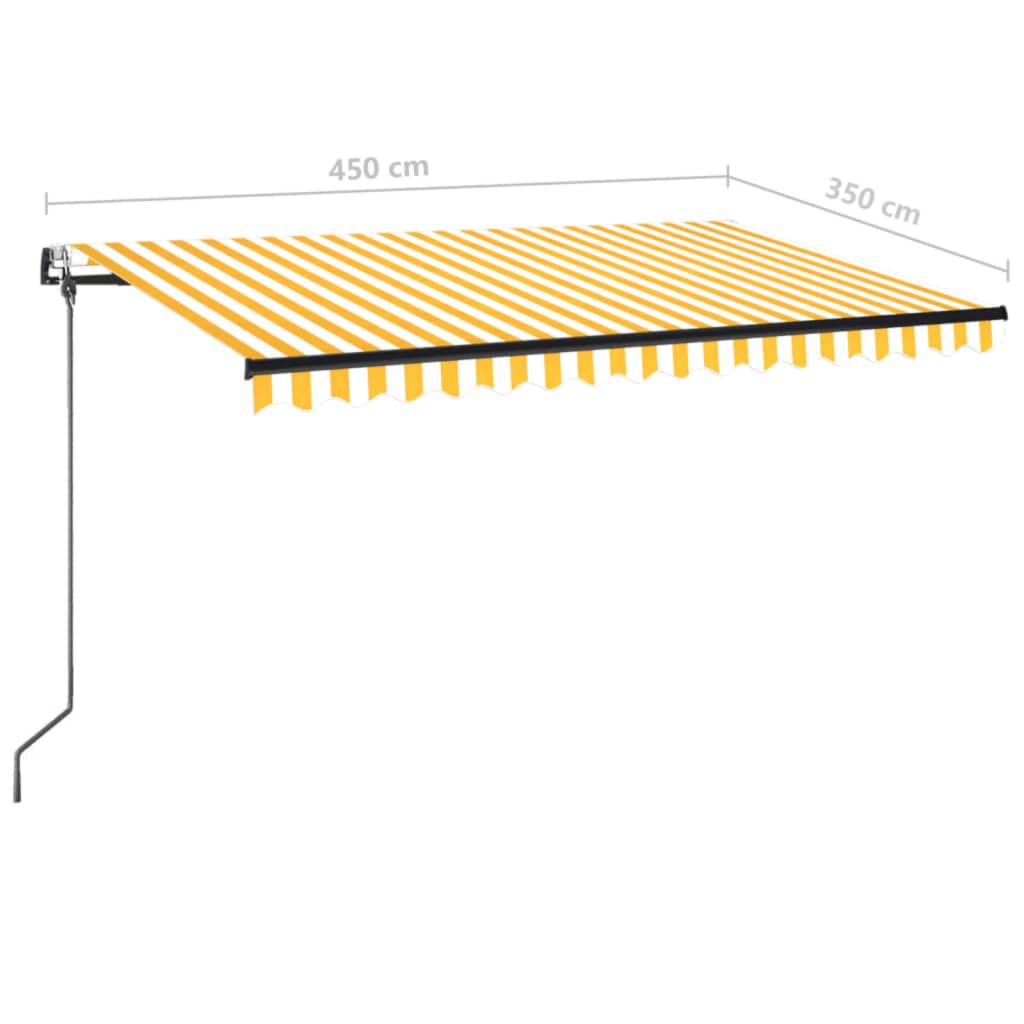 Retractable awning LED/wind sensor 450x350 cm yellow-white.