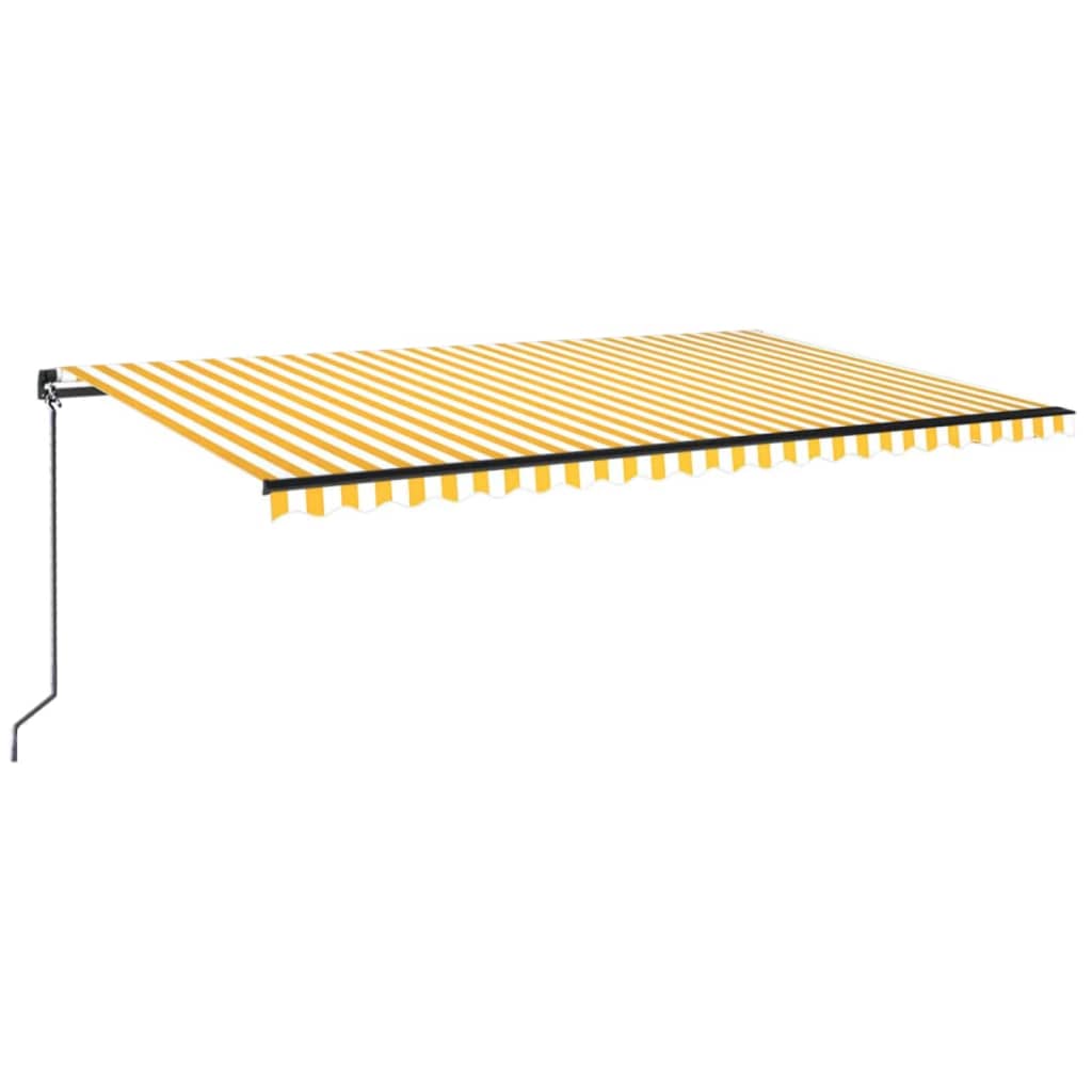 Manually retractable awning 500x350 cm yellow and white.