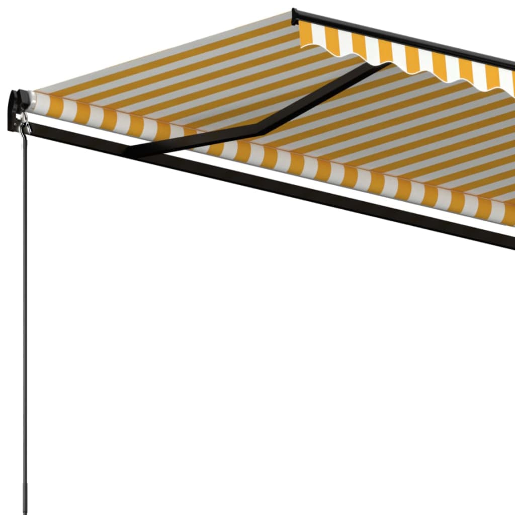 Manually retractable awning 500x350 cm yellow and white.