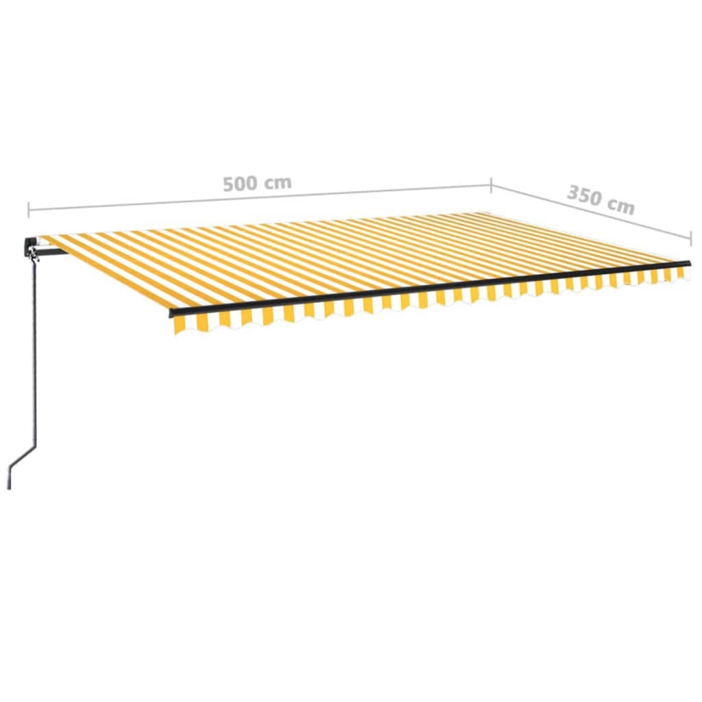 Manually retractable awning 500x350 cm yellow and white.